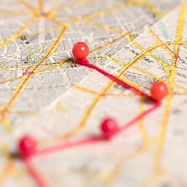 Delivery rounds planned out on a map
